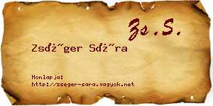 Zséger Sára névjegykártya